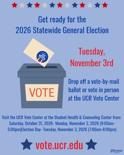 UCR Vote Center, Today flyer