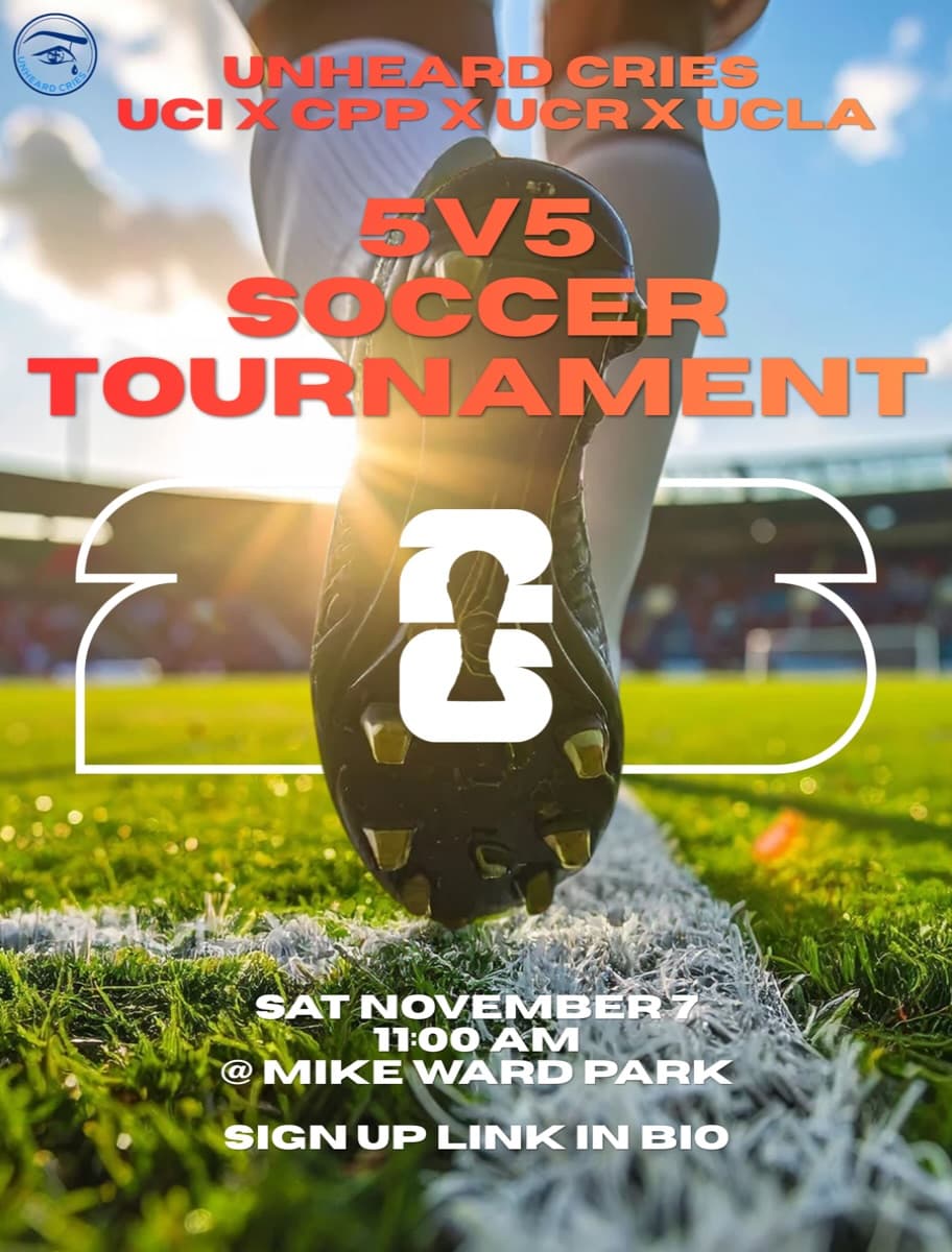 Flyer for Unheard Cries 5v5 Soccer Tournament